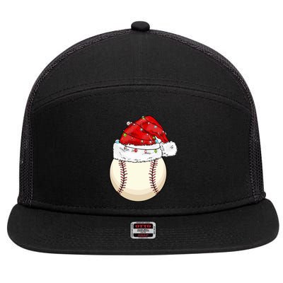 Christmas Lights Baseball Santa Hat Catcher Pitcher Pj Gift 7 Panel Mesh Trucker Snapback Hat