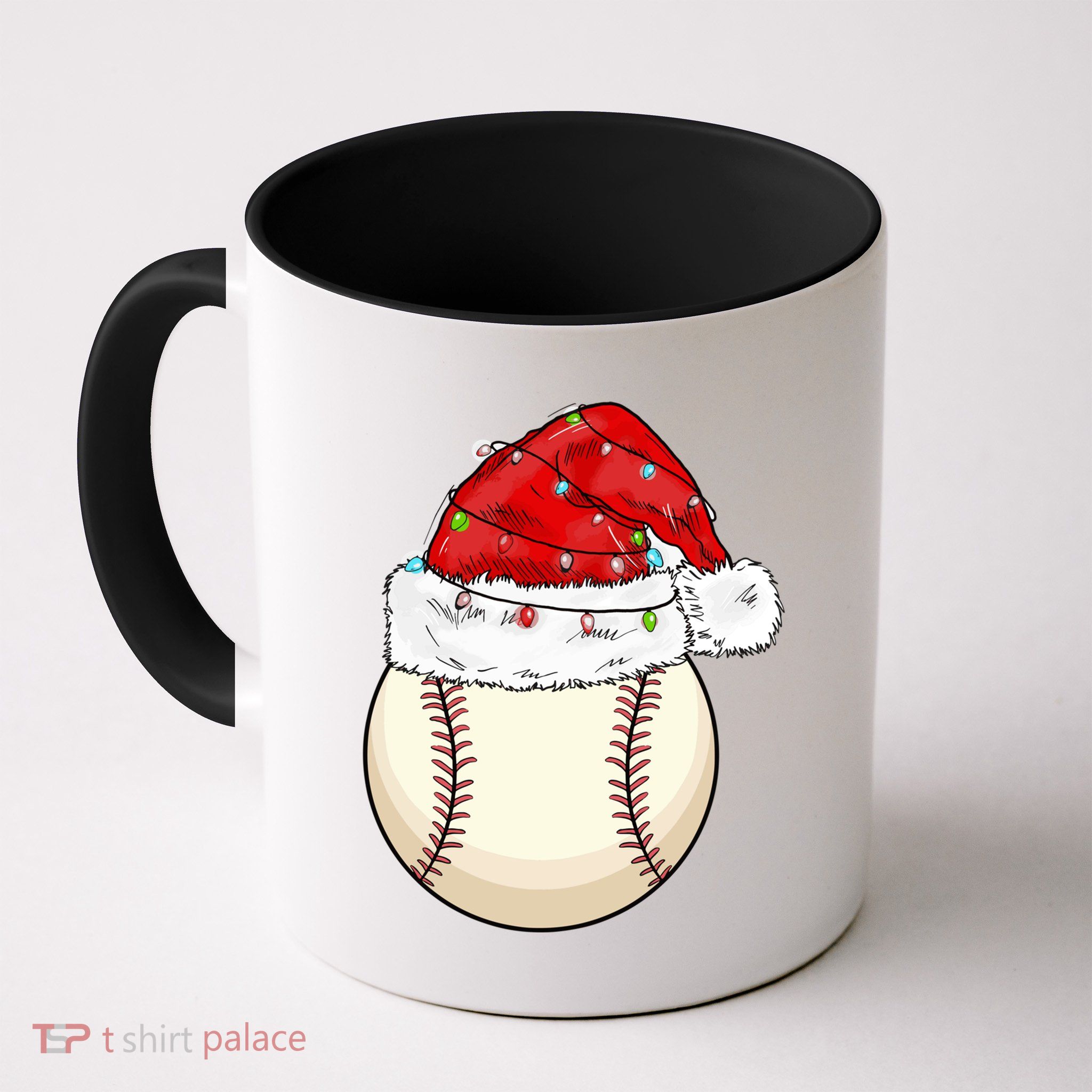 Christmas Lights Baseball Santa Hat Catcher Pitcher Pj Gift Mug