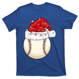 Christmas Lights Baseball Santa Hat Catcher Pitcher Pj Gift T-Shirt