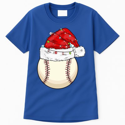 Christmas Lights Baseball Santa Hat Catcher Pitcher Pj Gift Tall T-Shirt