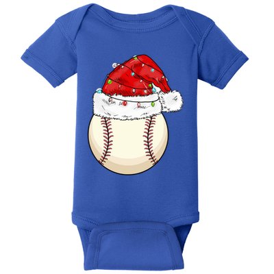 Christmas Lights Baseball Santa Hat Catcher Pitcher Pj Gift Baby Bodysuit