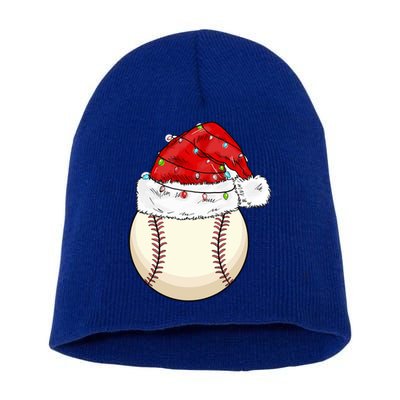 Christmas Lights Baseball Santa Hat Catcher Pitcher Pj Gift Short Acrylic Beanie