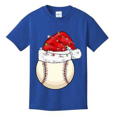 Christmas Lights Baseball Santa Hat Catcher Pitcher Pj Gift Kids T-Shirt