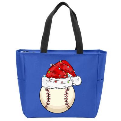 Christmas Lights Baseball Santa Hat Catcher Pitcher Pj Gift Zip Tote Bag