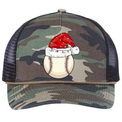 Christmas Lights Baseball Santa Hat Catcher Pitcher Pj Gift Retro Rope Trucker Hat Cap