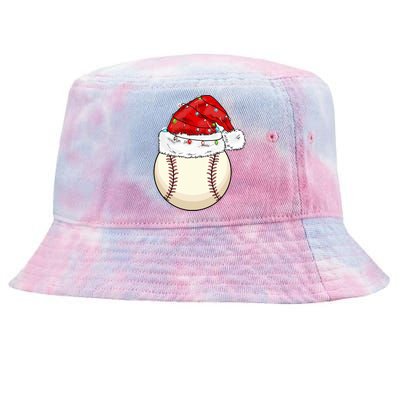 Christmas Lights Baseball Santa Hat Catcher Pitcher Pj Gift Tie-Dyed Bucket Hat