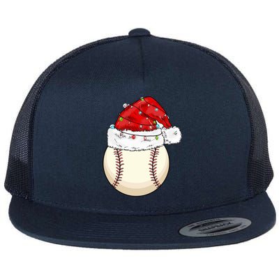 Christmas Lights Baseball Santa Hat Catcher Pitcher Pj Gift Flat Bill Trucker Hat