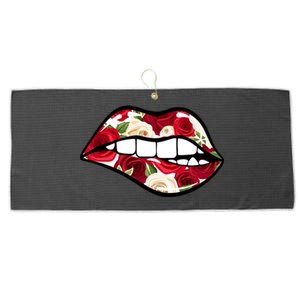 Cool Lips Bite MeRoses Valentine DayMothers Day Gift Large Microfiber Waffle Golf Towel