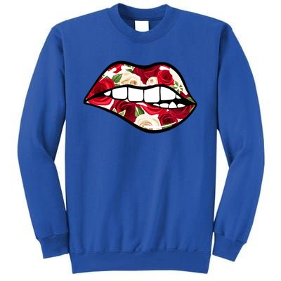 Cool Lips Bite MeRoses Valentine DayMothers Day Gift Tall Sweatshirt