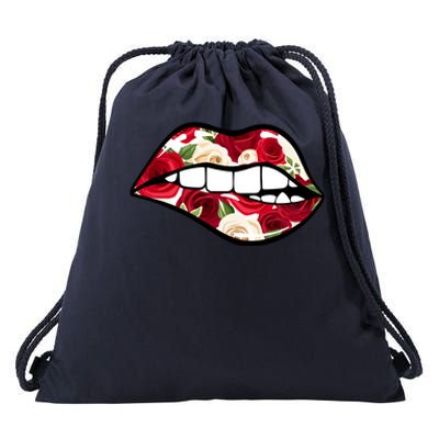 Cool Lips Bite MeRoses Valentine DayMothers Day Gift Drawstring Bag