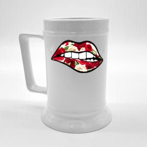 Cool Lips Bite MeRoses Valentine DayMothers Day Gift Beer Stein