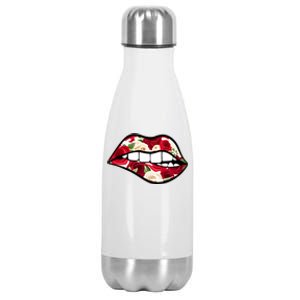 Cool Lips Bite MeRoses Valentine DayMothers Day Gift Stainless Steel Insulated Water Bottle