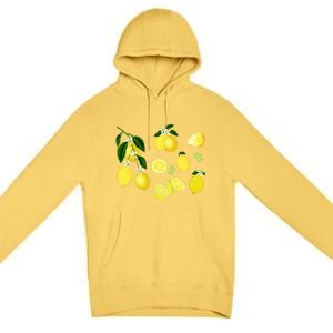 Cute Lemon Botanical Gardening Summertime Lemon Lover Great Gift Premium Pullover Hoodie