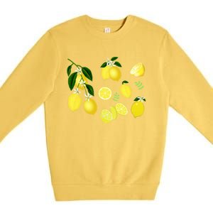 Cute Lemon Botanical Gardening Summertime Lemon Lover Great Gift Premium Crewneck Sweatshirt