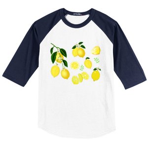 Cute Lemon Botanical Gardening Summertime Lemon Lover Great Gift Baseball Sleeve Shirt