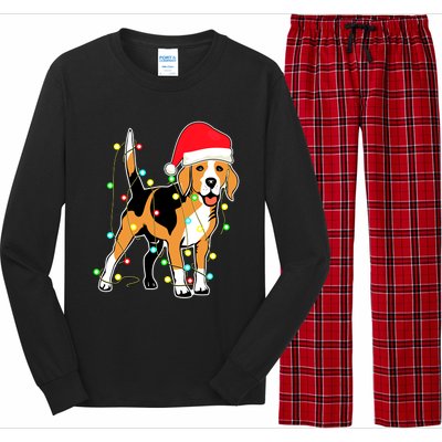 Christmas Lights Beagle Dog Lover Funny Xmas Gift Long Sleeve Pajama Set