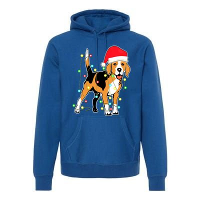 Christmas Lights Beagle Dog Lover Funny Xmas Gift Premium Hoodie