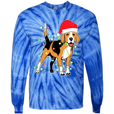 Christmas Lights Beagle Dog Lover Funny Xmas Gift Tie-Dye Long Sleeve Shirt