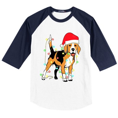 Christmas Lights Beagle Dog Lover Funny Xmas Gift Baseball Sleeve Shirt