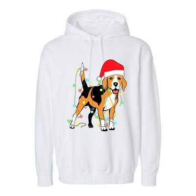 Christmas Lights Beagle Dog Lover Funny Xmas Gift Garment-Dyed Fleece Hoodie