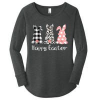 Cute Leopard Bunny Spring Hunt Eggs Rabbit Happy Easter Day Women's Perfect Tri Tunic Long Sleeve Shirt