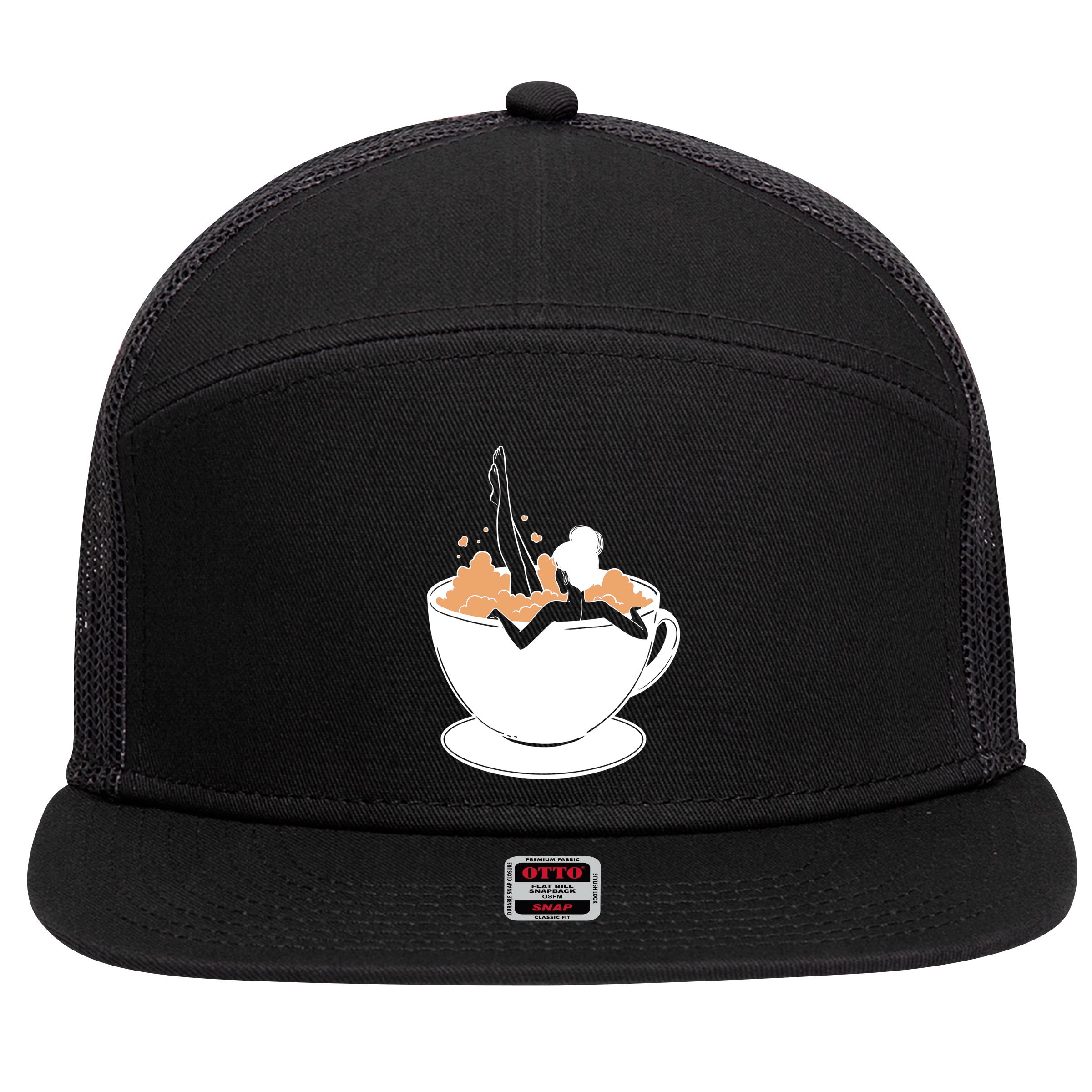 Coffee Lovers Bubble Bath 7 Panel Mesh Trucker Snapback Hat