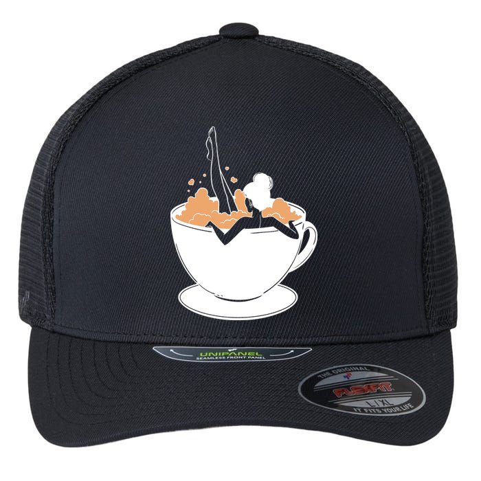 Coffee Lovers Bubble Bath Flexfit Unipanel Trucker Cap