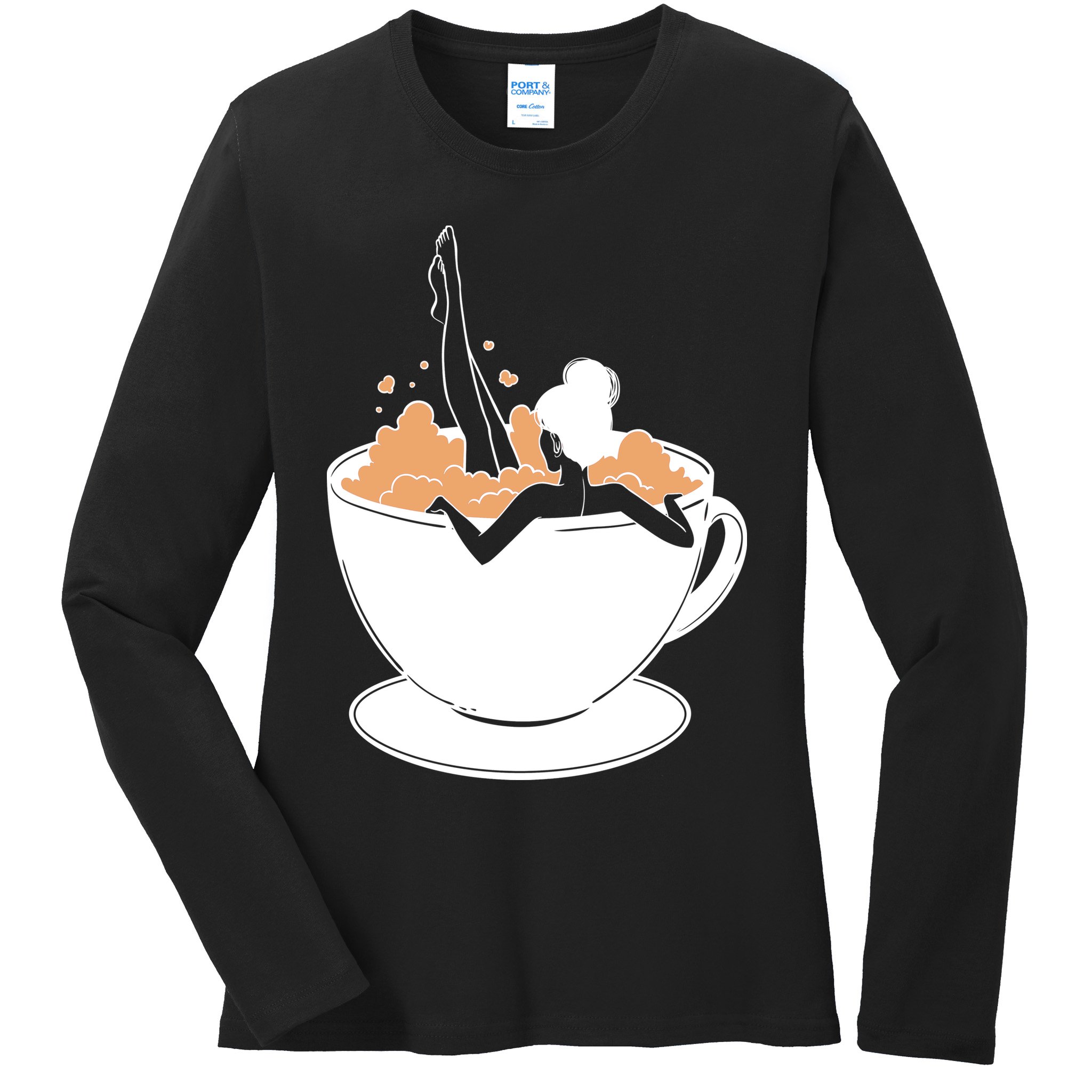 Coffee Lovers Bubble Bath Ladies Long Sleeve Shirt