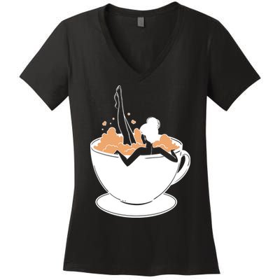 Coffee Lovers Bubble Bath Women's V-Neck T-Shirt