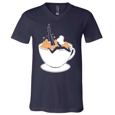 Coffee Lovers Bubble Bath V-Neck T-Shirt