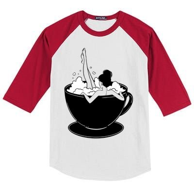 Coffee Lovers Bubble Bath Kids Colorblock Raglan Jersey