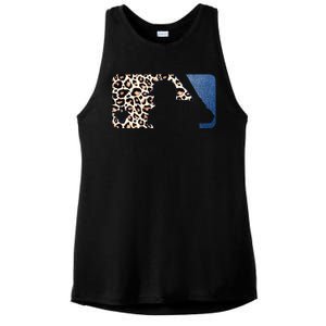 Cute Leopard Blue Jean Print Baseball Logo Ladies PosiCharge Tri-Blend Wicking Tank