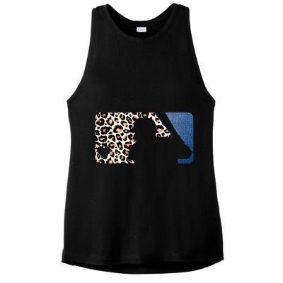 Cute Leopard Blue Jean Print Baseball Logo Ladies PosiCharge Tri-Blend Wicking Tank