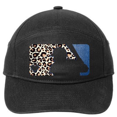 Cute Leopard Blue Jean Print Baseball Logo 7-Panel Snapback Hat