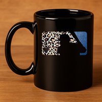 Cute Leopard Blue Jean Print Baseball Logo 11oz C Handle Ceramic Mug