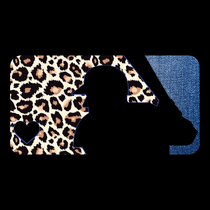 Cute Leopard Blue Jean Print Baseball Logo Drawstring Bag