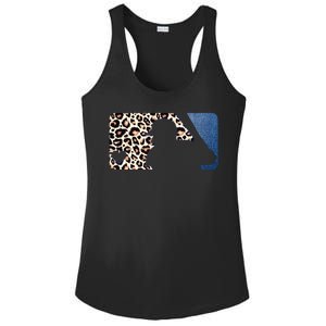 Cute Leopard Blue Jean Print Baseball Logo Ladies PosiCharge Competitor Racerback Tank