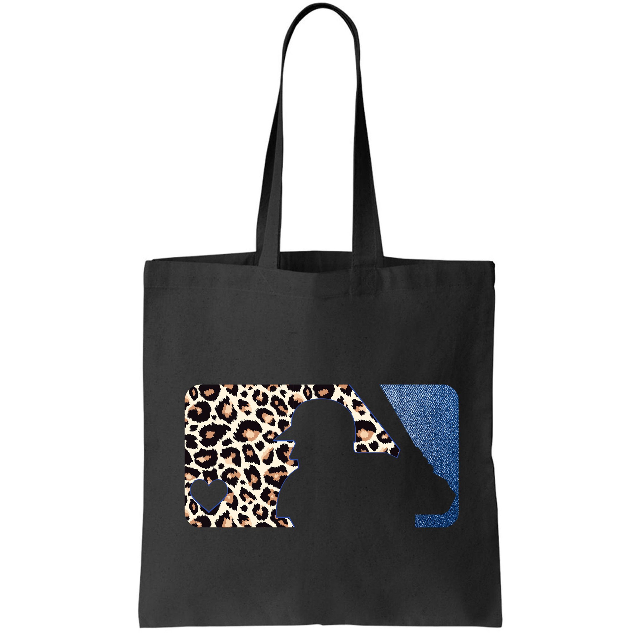 Cute Leopard Blue Jean Print Baseball Logo Bag
