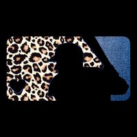 Cute Leopard Blue Jean Print Baseball Logo Tie-Dye T-Shirt