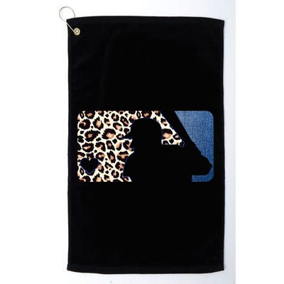 Cute Leopard Blue Jean Print Baseball Logo Golf Towel