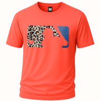 Cute Leopard Blue Jean Print Baseball Logo Cooling Performance Crew T-Shirt