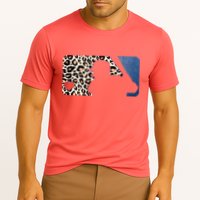Cute Leopard Blue Jean Print Baseball Logo Cooling Performance Crew T-Shirt