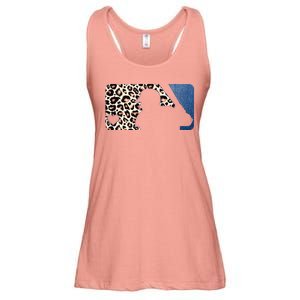 Cute Leopard Blue Jean Print Baseball Logo Ladies Essential Flowy Tank