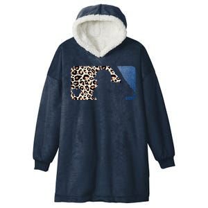 Cute Leopard Blue Jean Print Baseball Logo Hooded Wearable Blanket