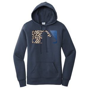 Cute Leopard Blue Jean Print Baseball Logo Women's Pullover Hoodie