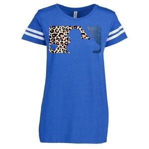 Cute Leopard Blue Jean Print Baseball Logo Enza Ladies Jersey Football T-Shirt