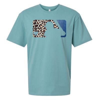 Cute Leopard Blue Jean Print Baseball Logo Sueded Cloud Jersey T-Shirt