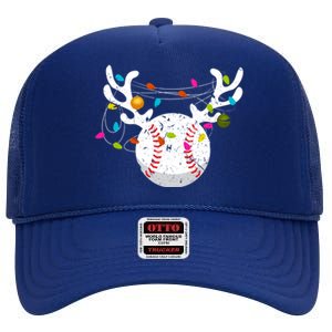 Christmas Lights Baseball Ball Funny Xmas Great Gift High Crown Mesh Back Trucker Hat