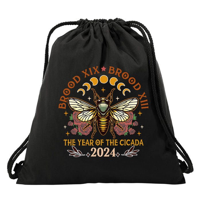 Cicada Lover Brood Xix Brood Xiii Year Of The Cicada 2024 Drawstring Bag