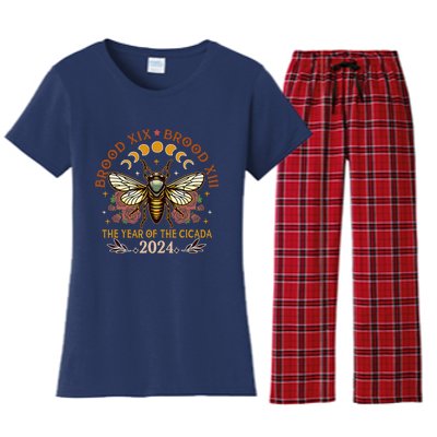 Cicada Lover Brood Xix Brood Xiii Year Of The Cicada 2024 Women's Flannel Pajama Set